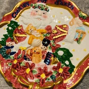 Vintage Cookies for Santa Hand Painted Ceramic Christmas Plate Decor Rare Find